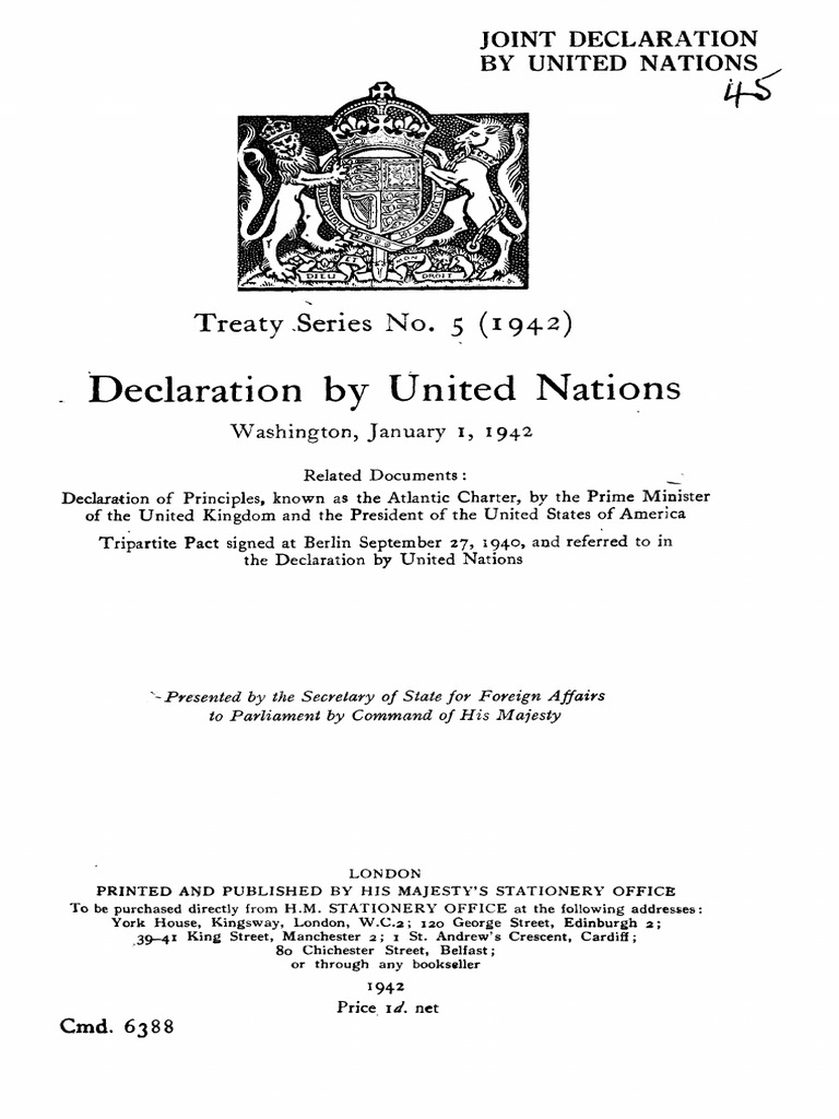 United Nations Joint Declaration 1942 | PDF | Global Politics | World ...
