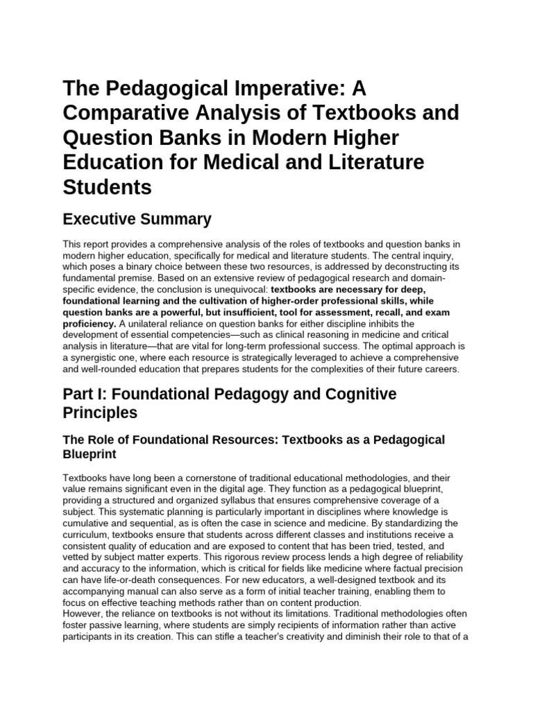 Textbooks vs. Question Banks | PDF | Learning | Knowledge