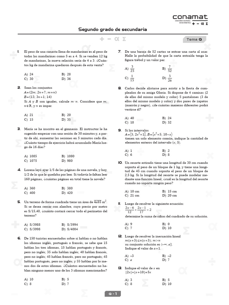 Problemas de Matemáticas para Secundaria | PDF | Matemática Elemental ...