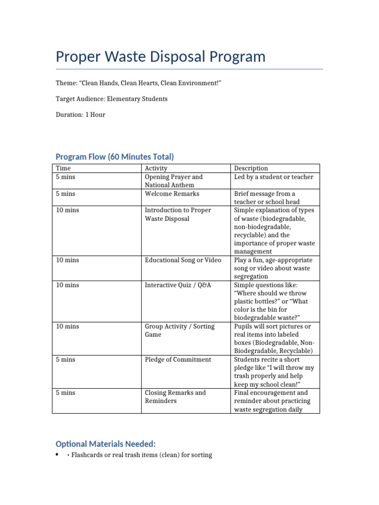 Proper Waste Disposal for Kids | PDF | Waste | Waste Management