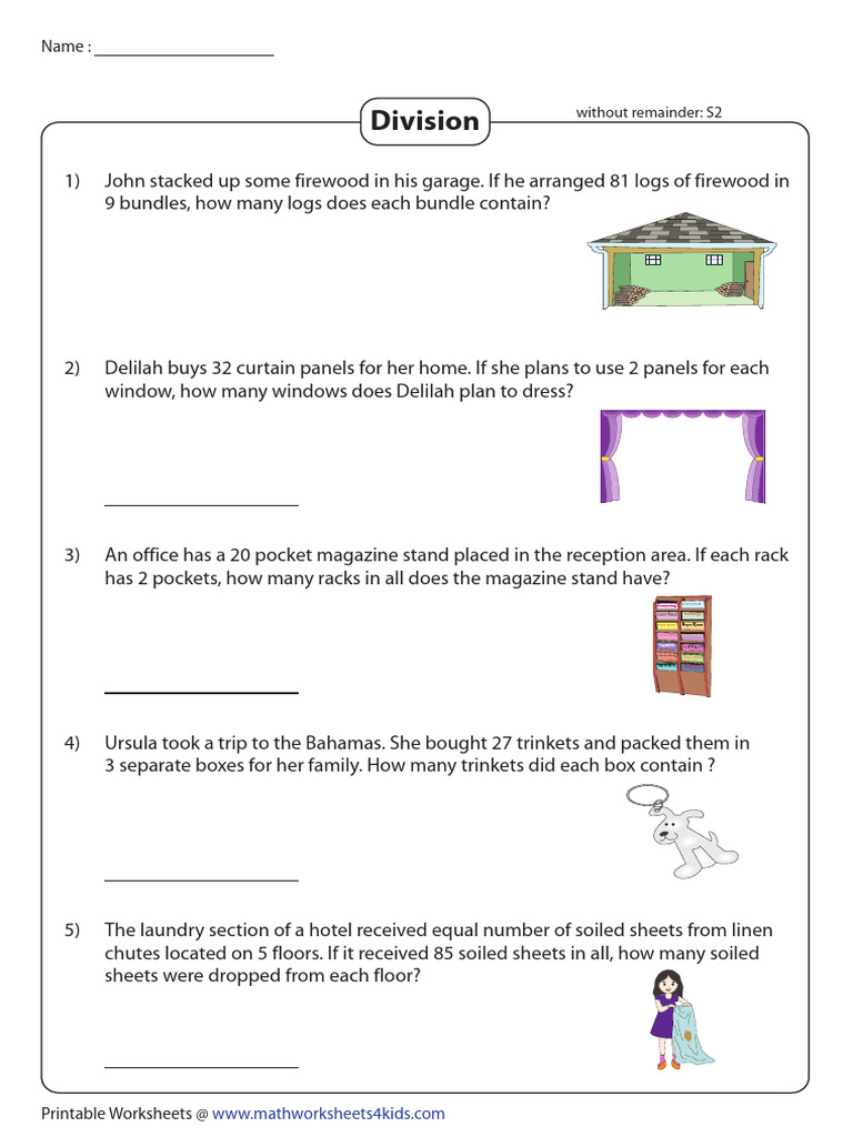 Worksheets 3rd Grade Multiplication Division Division Word 2by1 Without ...