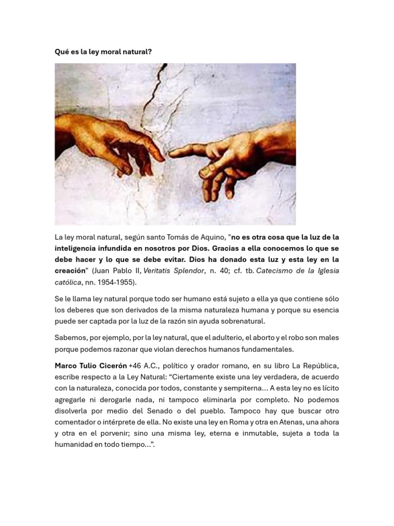 Ley Moral Natural: Fundamentos y Relevancia | PDF | La Ley natural ...