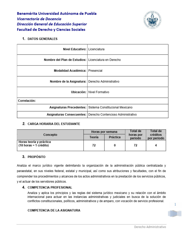 Plan de Estudios en Derecho Administrativo | PDF | México | Ley ...