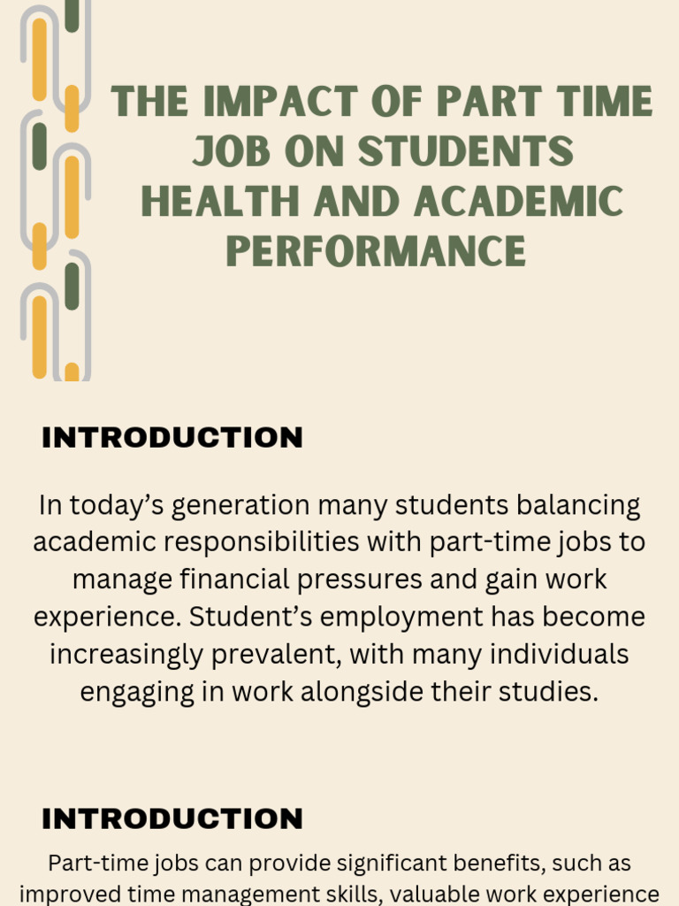 Effects of Part-Time Jobs on Student Health | PDF