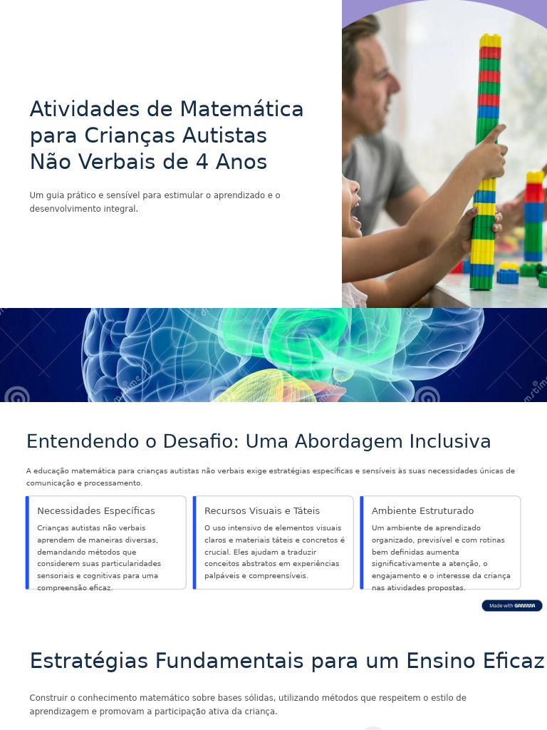Matemática Inclusiva para Crianças Autistas | PDF | Aprendizado ...