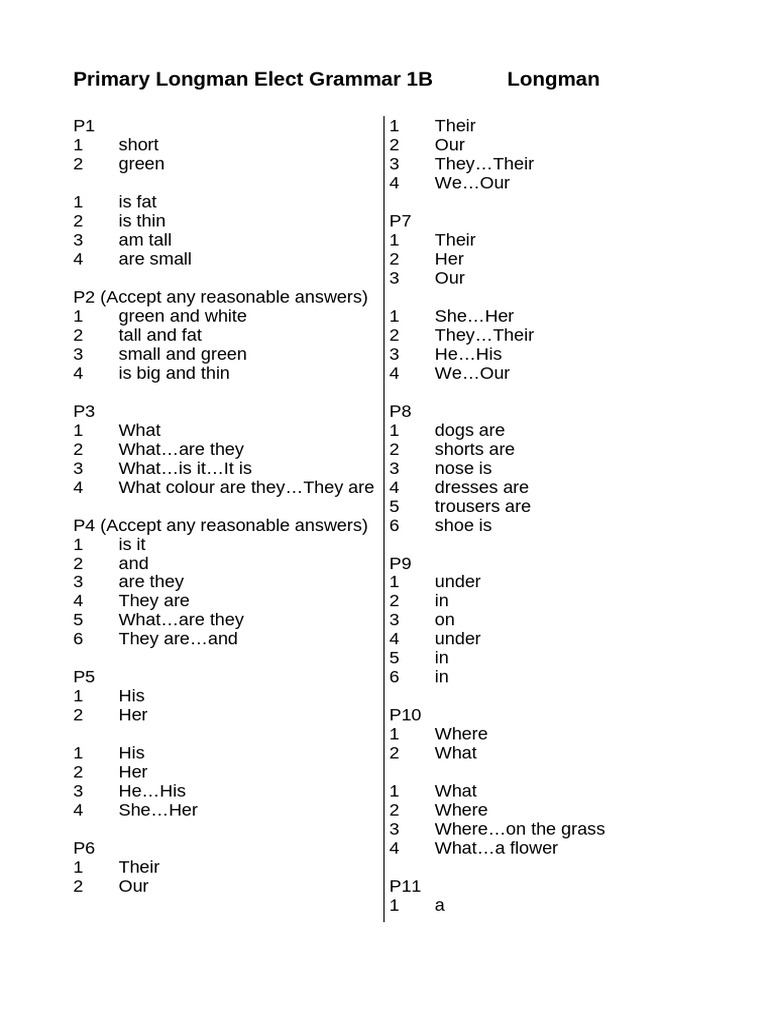 Longman Elect Grammar 1B Exercises | PDF