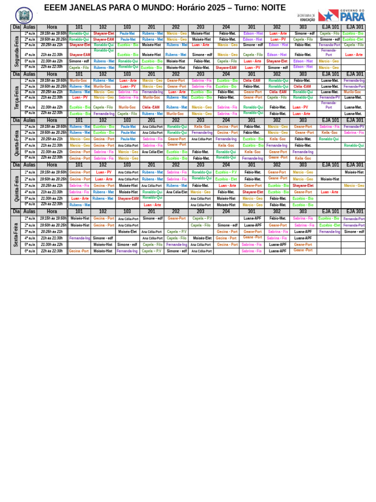 Novo Horario Da Noite - Agosto | PDF
