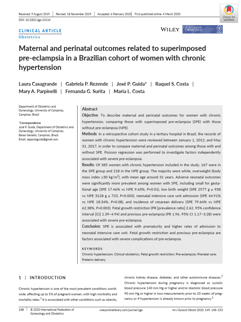 Superimposed Pre-Eclampsia Outcomes | PDF | Hypertension | Pregnancy