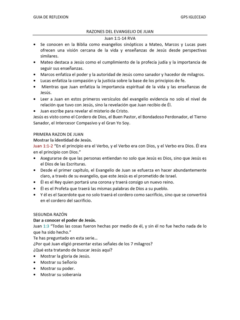 Reflexiones sobre el Evangelio de Juan | PDF | Jesús | Evangelio de Mateo