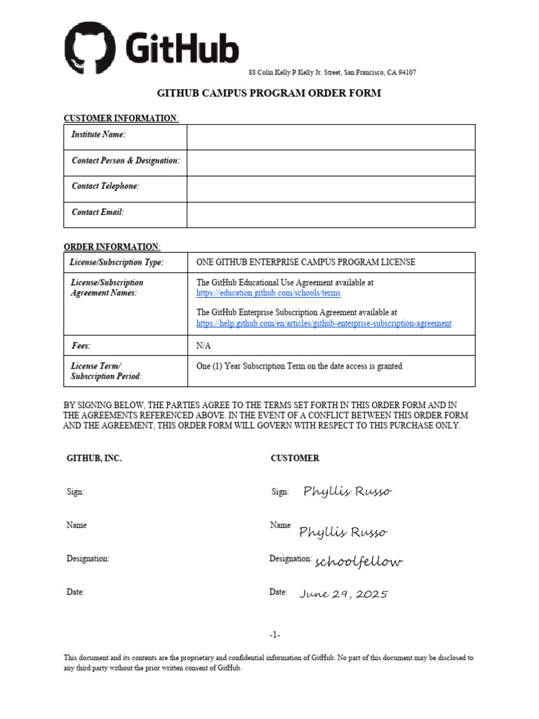 Campus Program Order Form | PDF