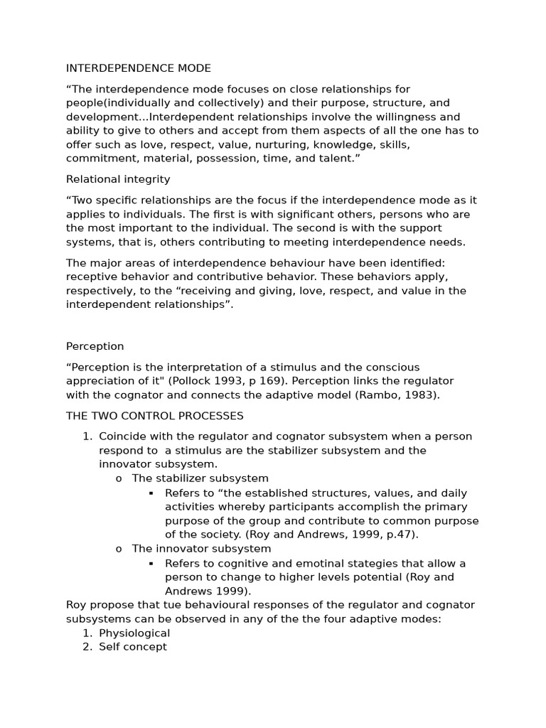 Understanding Interdependence Mode in Relationships | PDF | Self ...