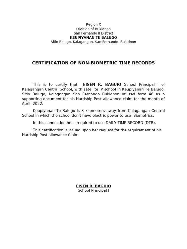 Certification of Non-Biometric Records | PDF