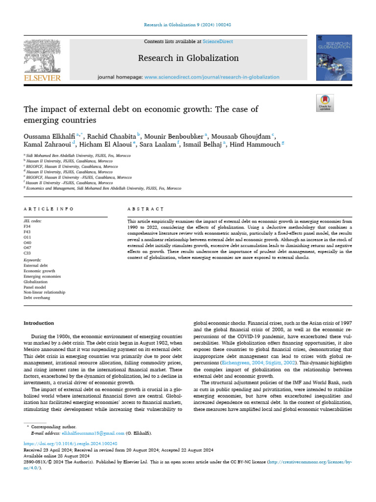 External Debt's Effect on Emerging Growth | PDF | Economic Growth ...