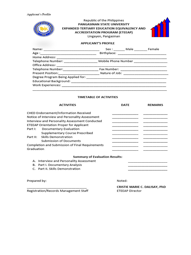 ETEEAP Applicant Profile Form | PDF