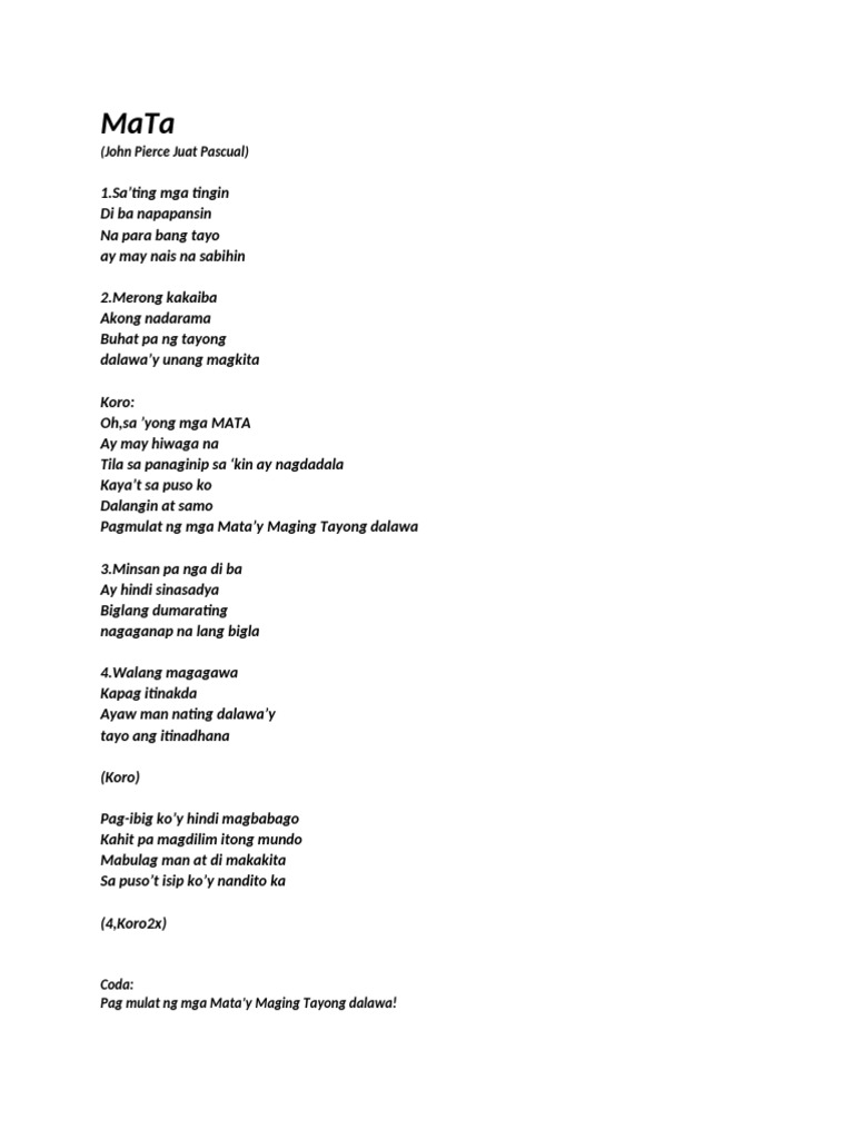 MATA Lyrics | PDF