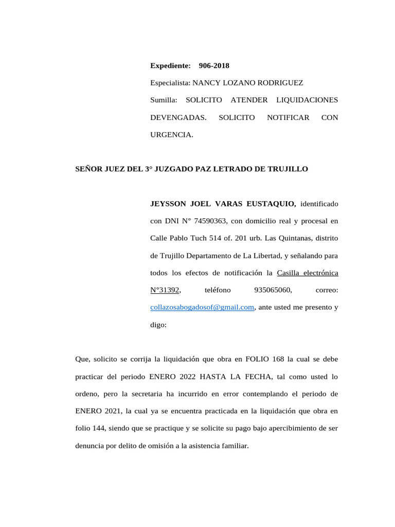 Solicito Liquidacion - 2 | PDF