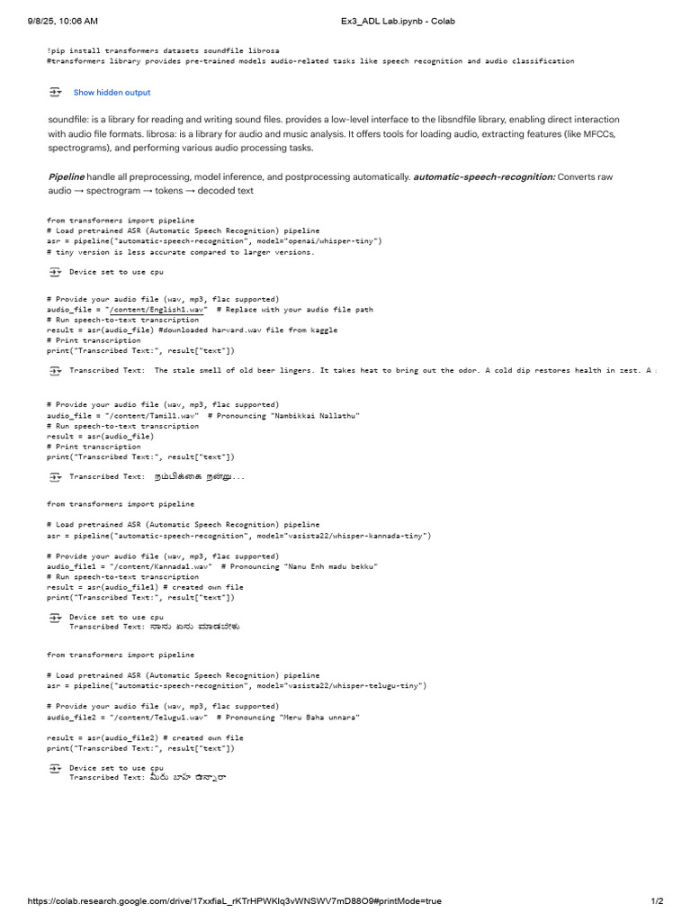 Audio Transcription with ASR Models | PDF | Speech Recognition | Computing