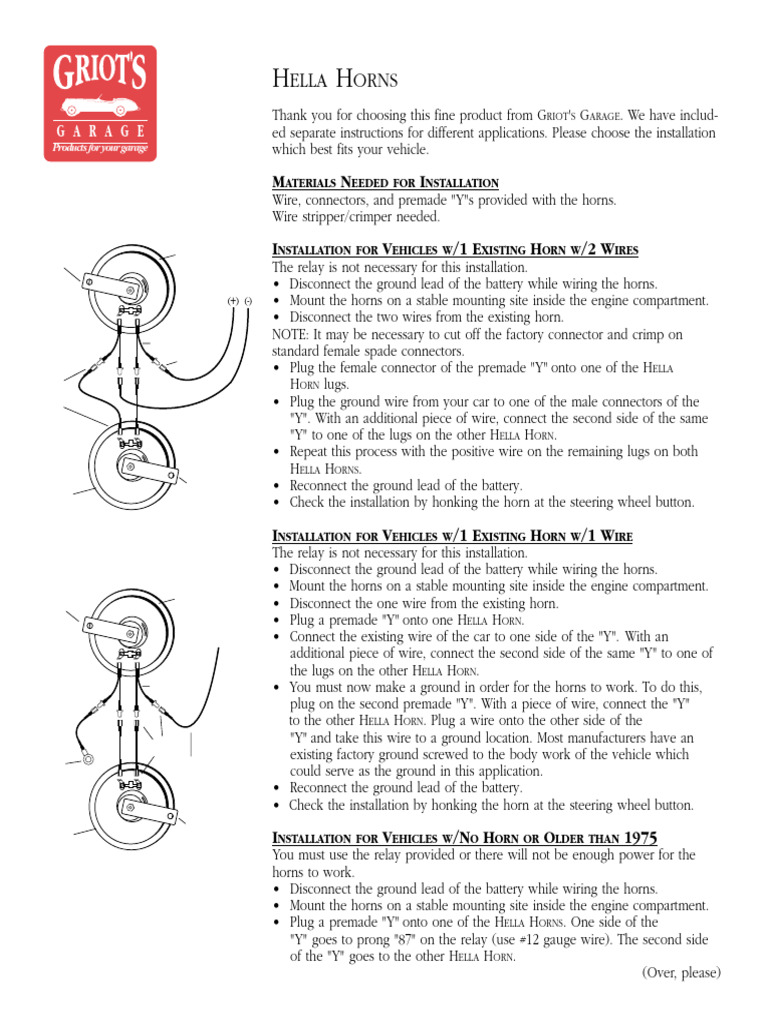 Hella Horn Installation Guide | PDF | Electrical Connector | Electrical ...