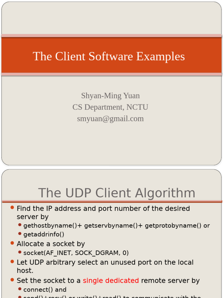 UDP and TCP Client Algorithms Guide | PDF | Network Socket | Port ...