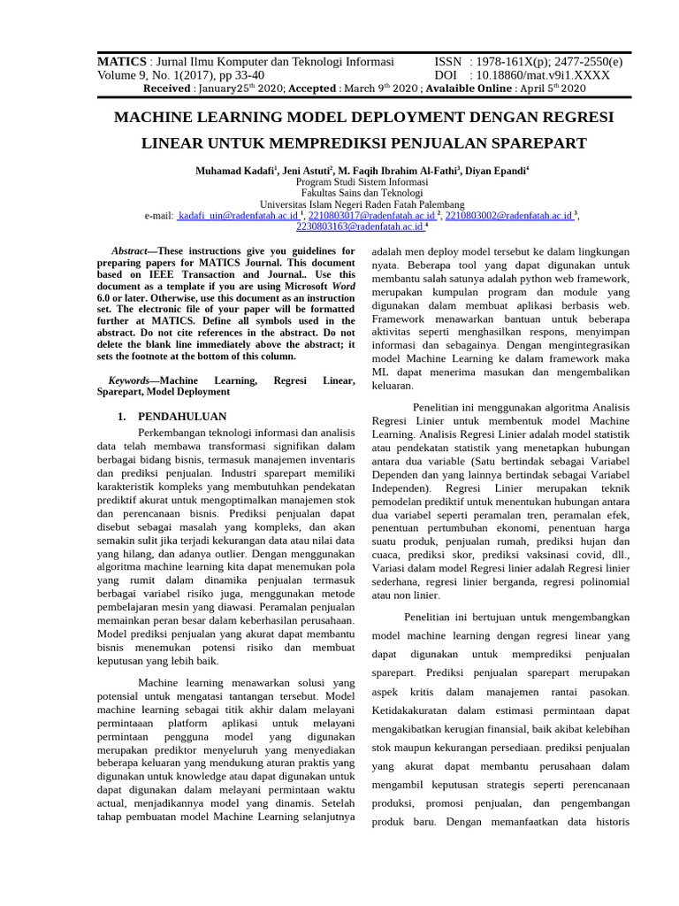 Artikel Machine Learning | PDF