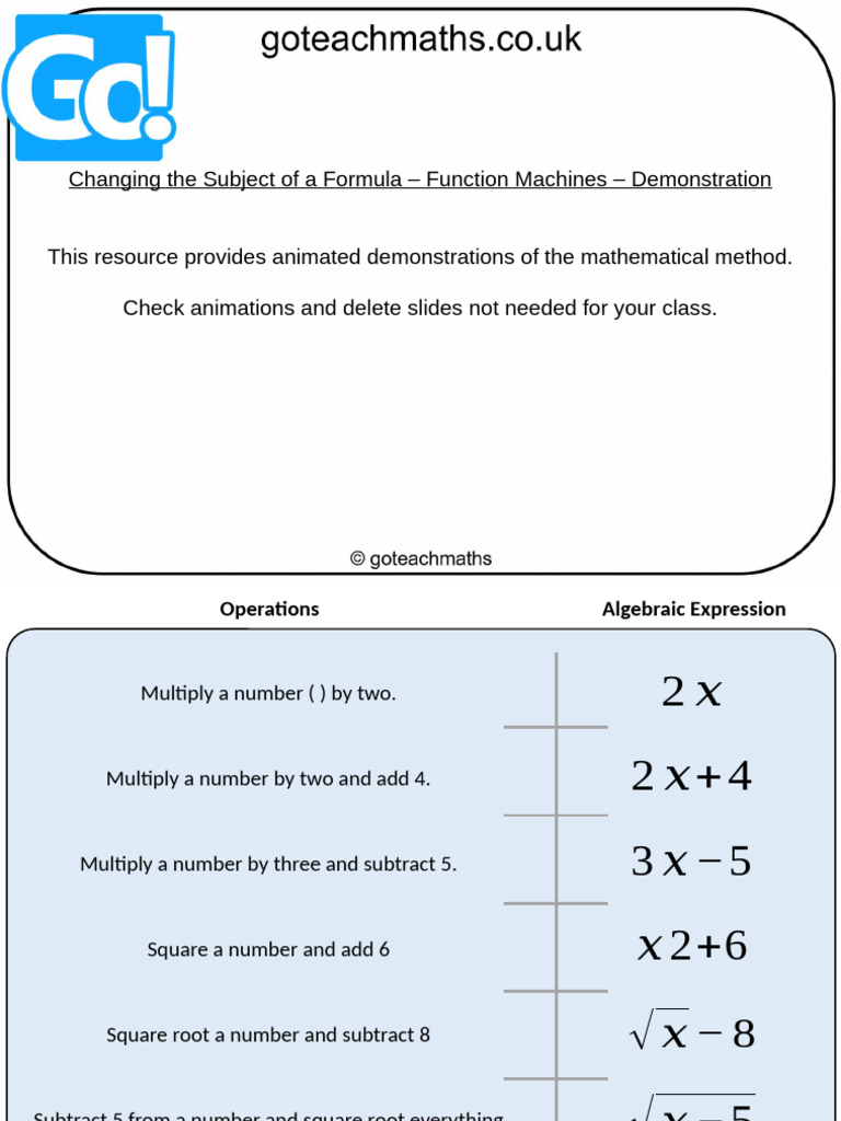 Formula Subject Change Demonstration | PDF | Numbers | Arithmetic