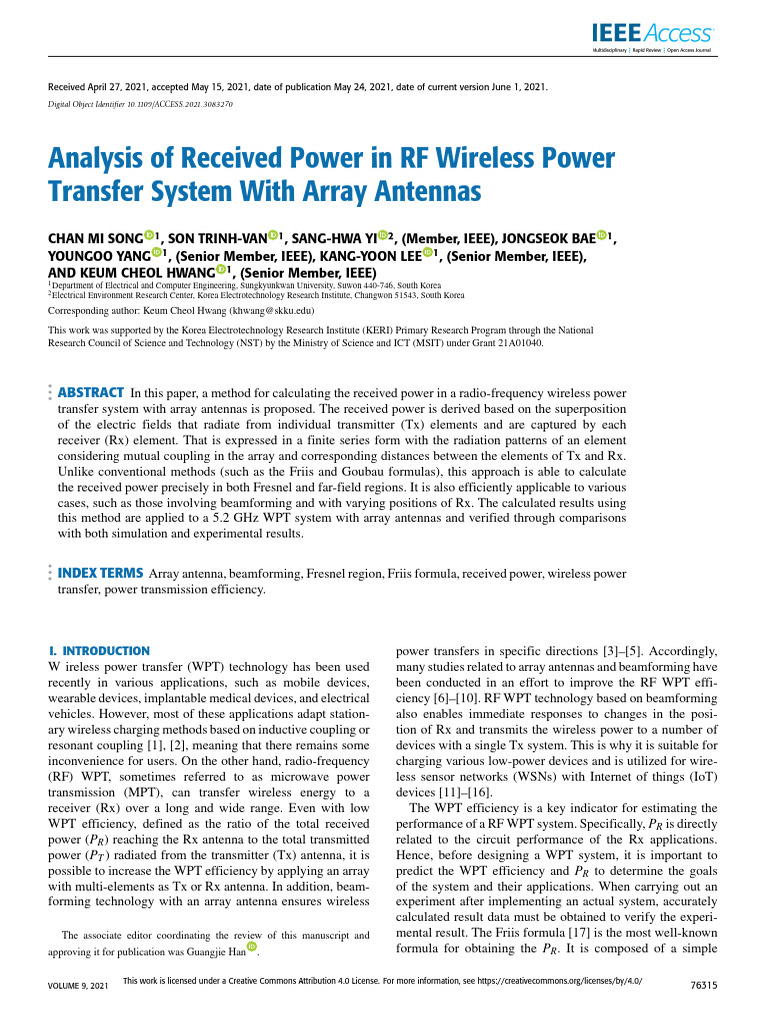 7 - 2021 - Analysis of Received Power in RF Wireless Power Transfer ...