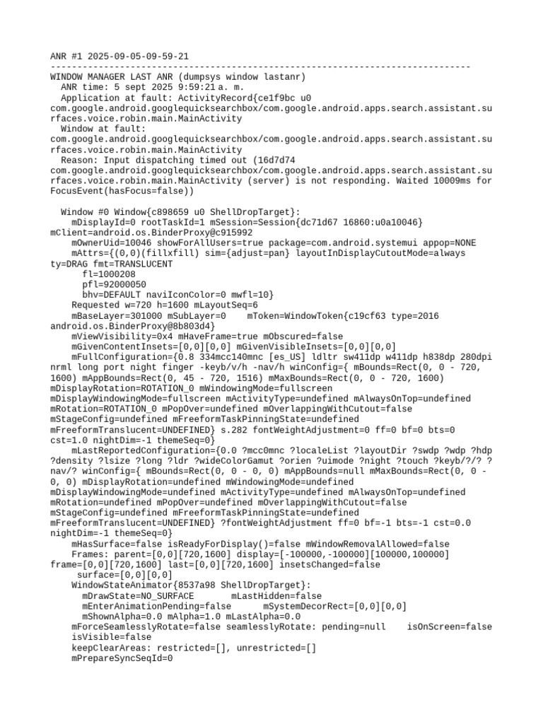 ANR Report for Google Assistant App | PDF | System Software | Software