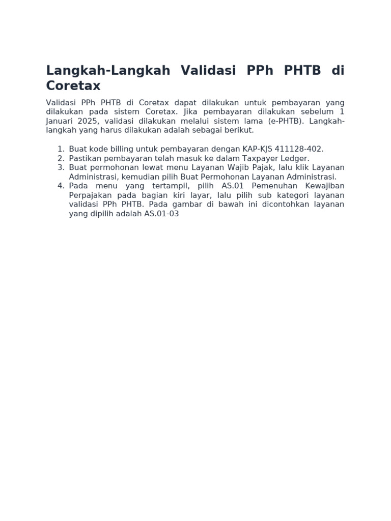 Validasi PPh PHTB di Coretax | PDF