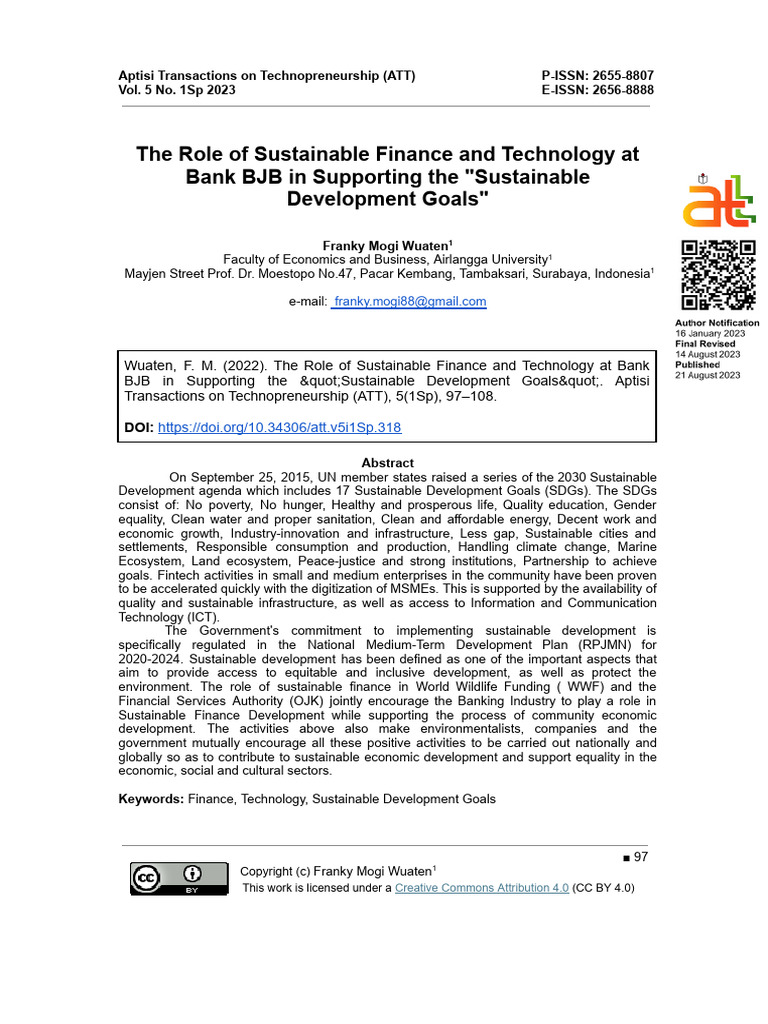 Sustainable Finance at Bank BJB for SDGs | PDF | Sustainability | Banks