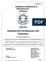 Comparision and Cometitive Advantage of Top Five Car Brands in India Project Report