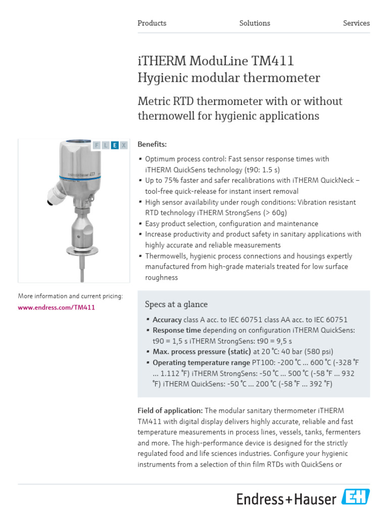 iTHERM TM411 Hygienic Thermometer | PDF | Applied And Interdisciplinary ...