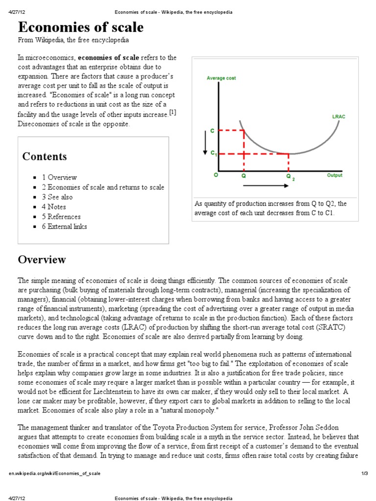Economies of Scale - Wikipedia, The Free Encyclopedia | PDF | Economies ...