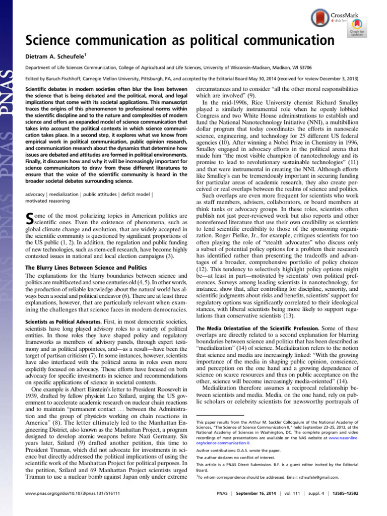 Science Communication and Politics | PDF | Science