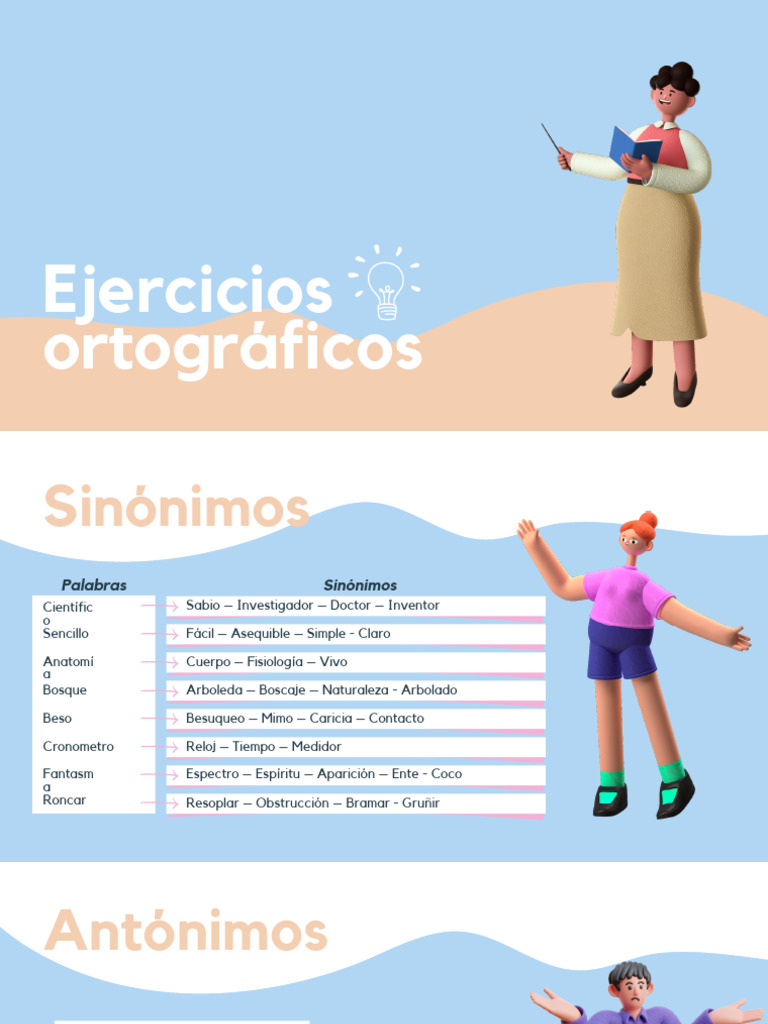 Ejercicios de Sinónimos y Antónimos | PDF | Parte del discurso | Sustantivo