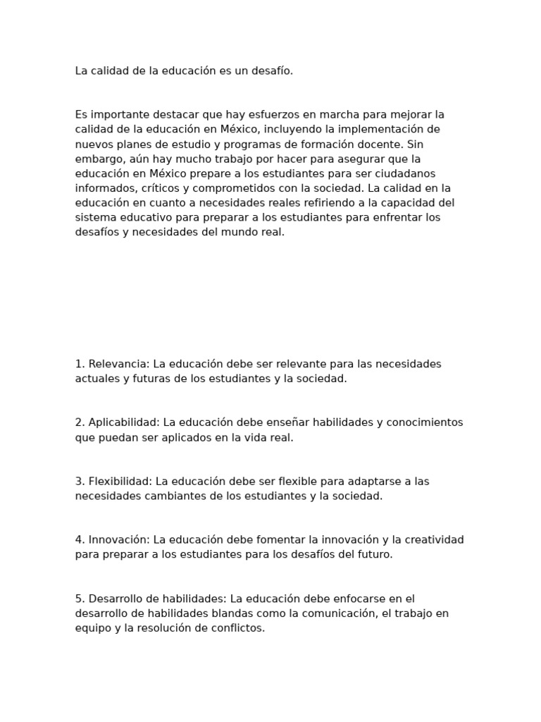 Mejora de la Calidad Educativa en México | PDF