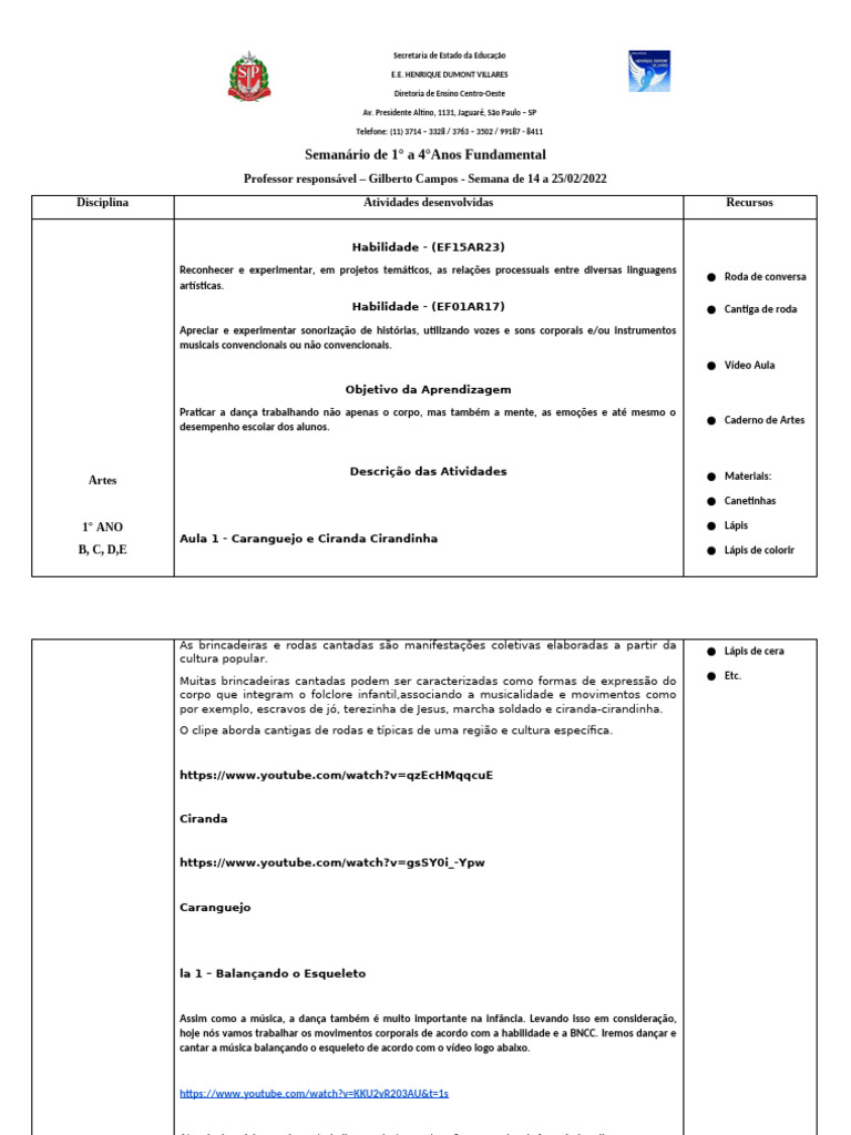 Atividades de Artes para o Ensino Fundamental | PDF | Desenho | Som