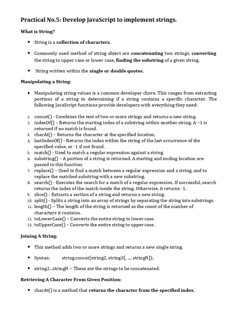JavaScript String Manipulation Guide | PDF | String (Computer Science ...