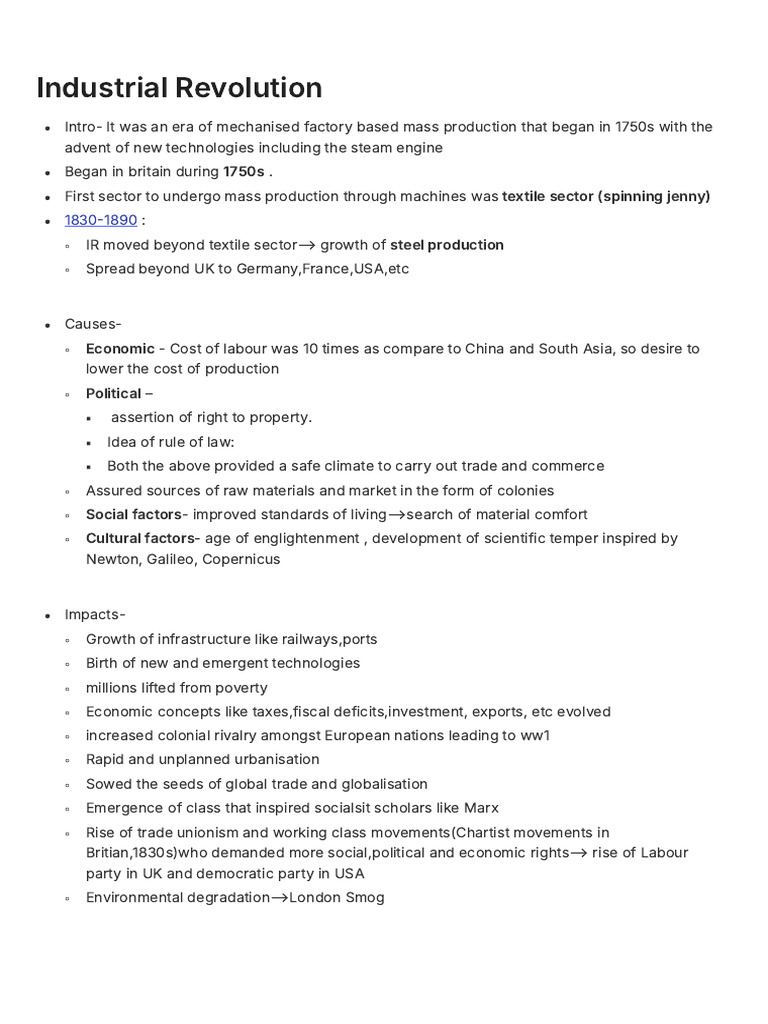 Overview of the Industrial Revolution | PDF