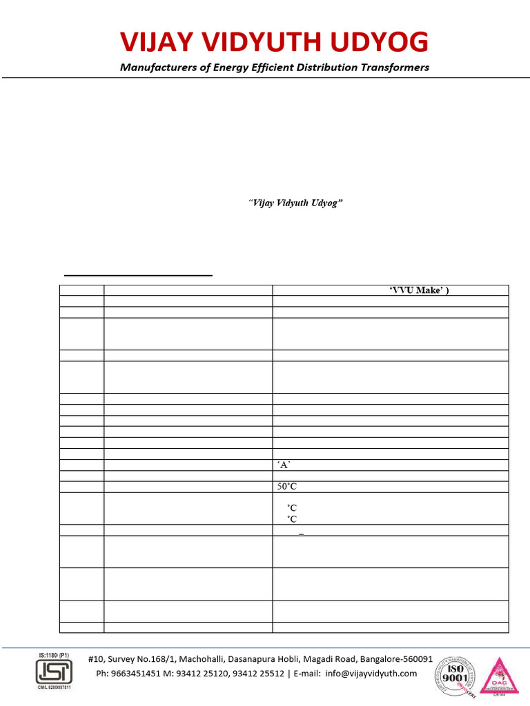 Quotation for 315kVA Distribution Transformer | PDF | Transformer ...