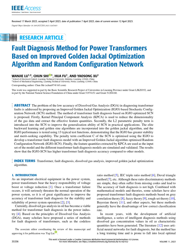 2023.fault Diagnosis Method For Power Transformers Based On Improved ...