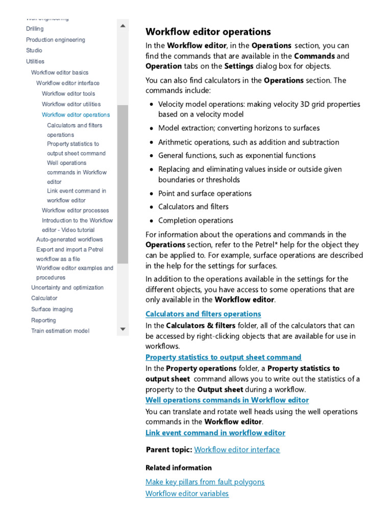 Workflow Editor Operations | PDF