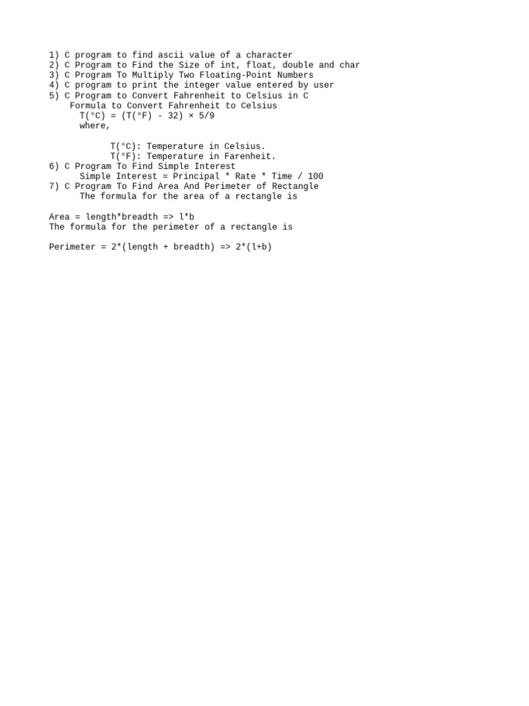 C Programs for Basic Calculations | PDF