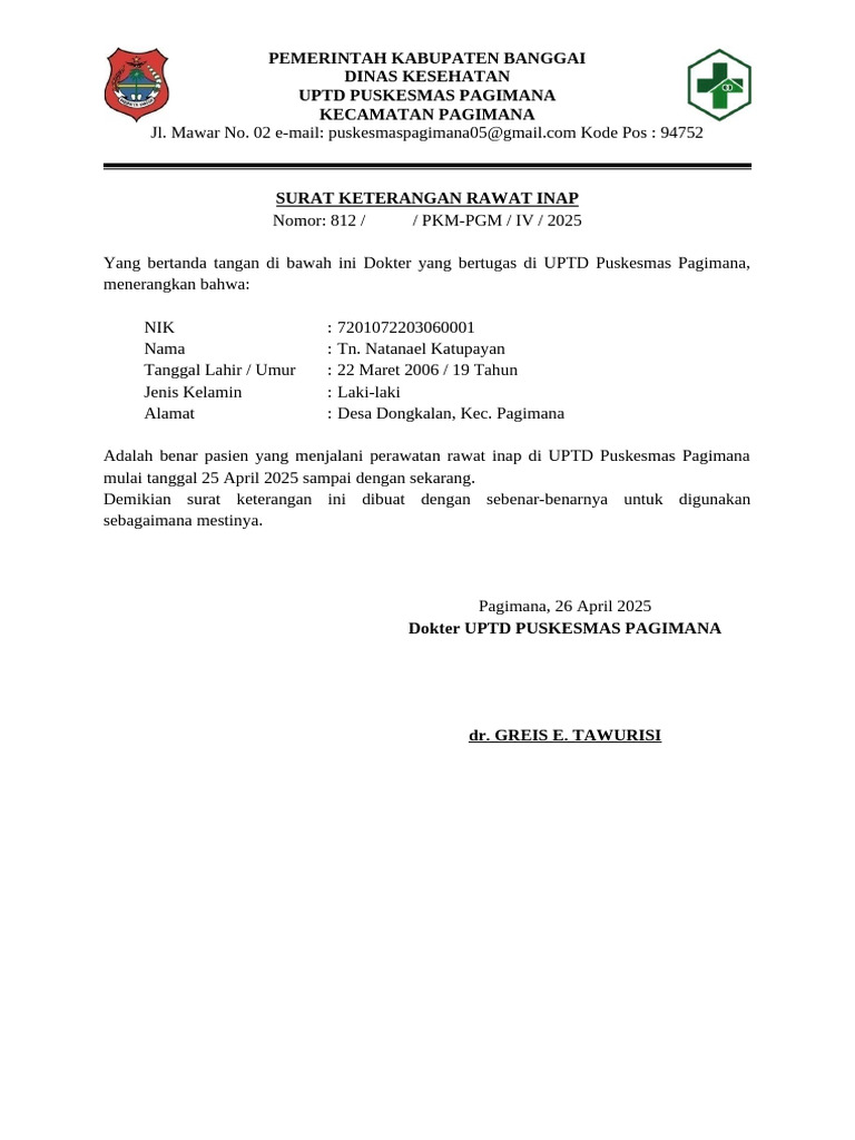 Surat Keterangan Rawat Inap | PDF