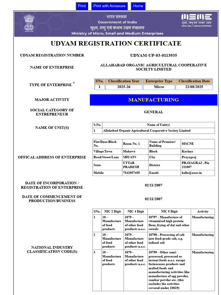Udyam Registration for Food Manufacturing | PDF | Foods