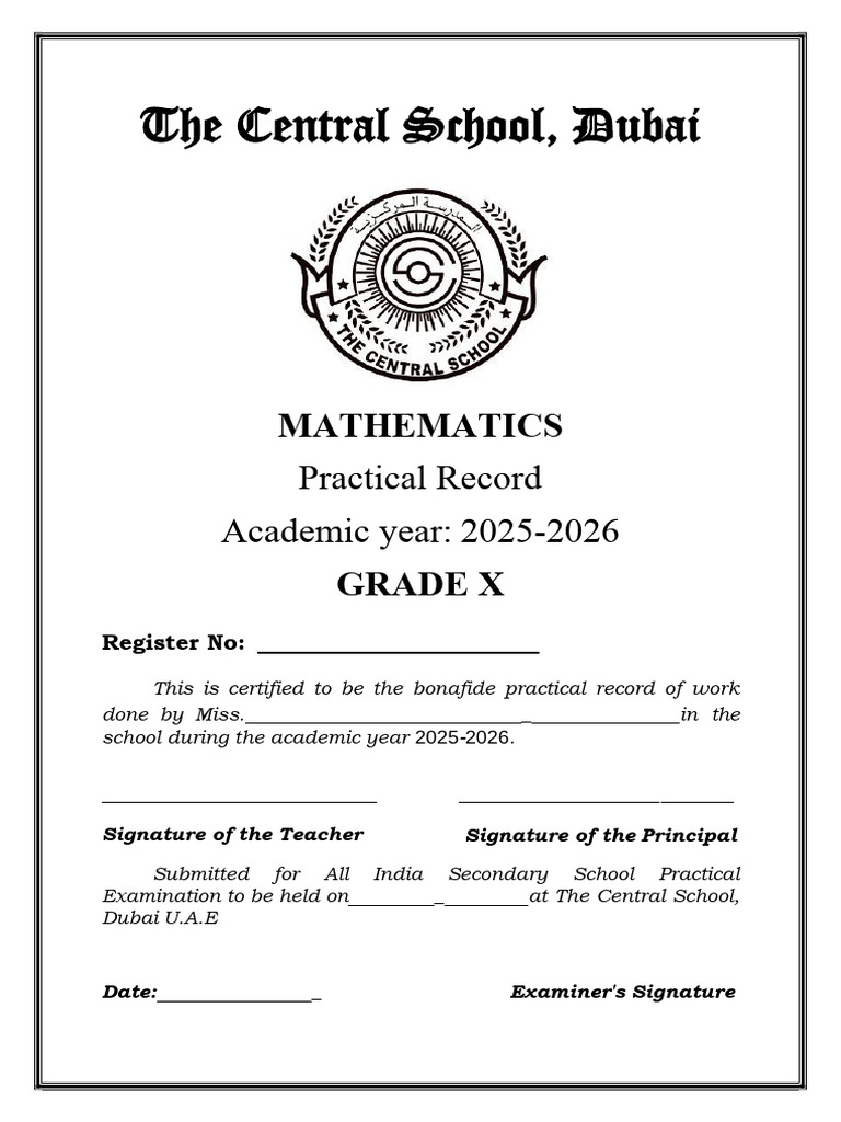 Grade X Mathematics Practical Record | PDF