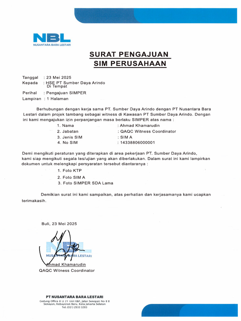 Pengajuan Perpanjangan SIMPER 2025 | PDF