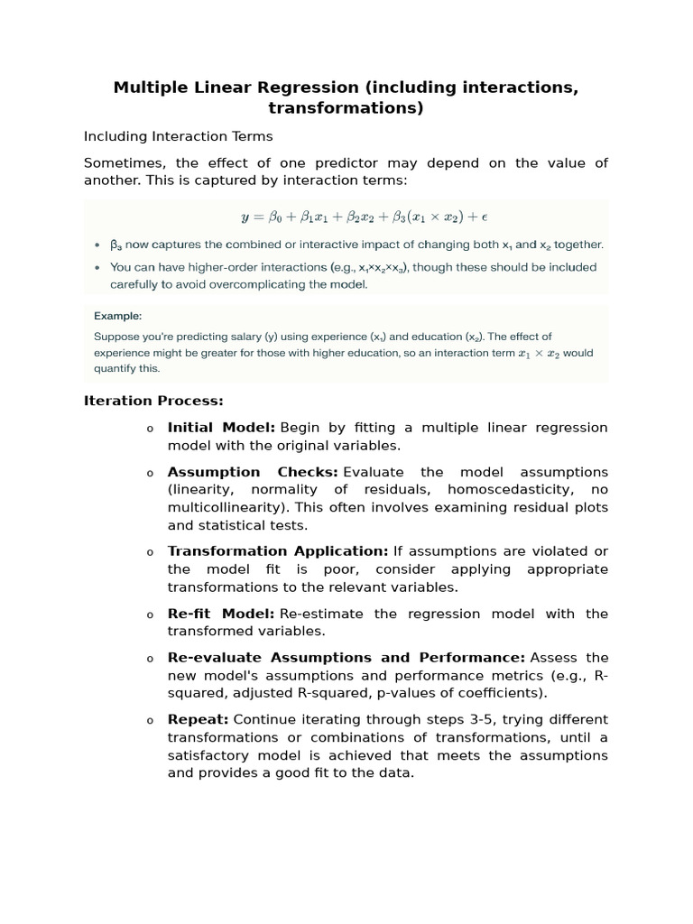 Multiple Linear Regression Tranformation | PDF