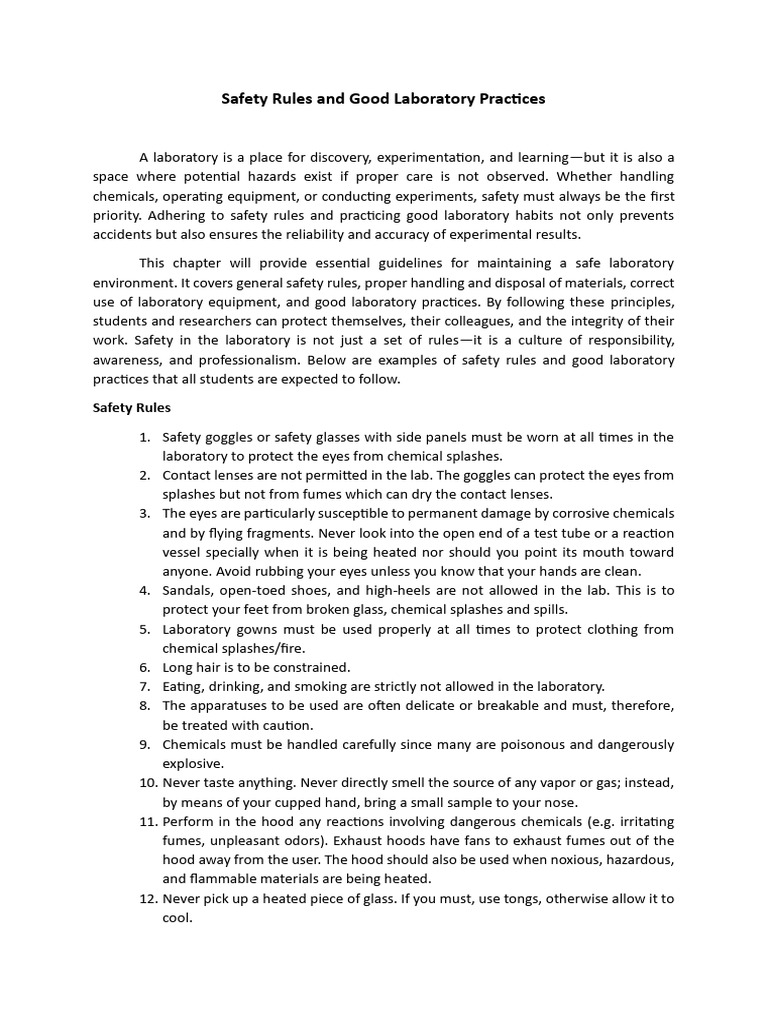 Essential Lab Safety Guidelines | PDF | Laboratories | Personal ...