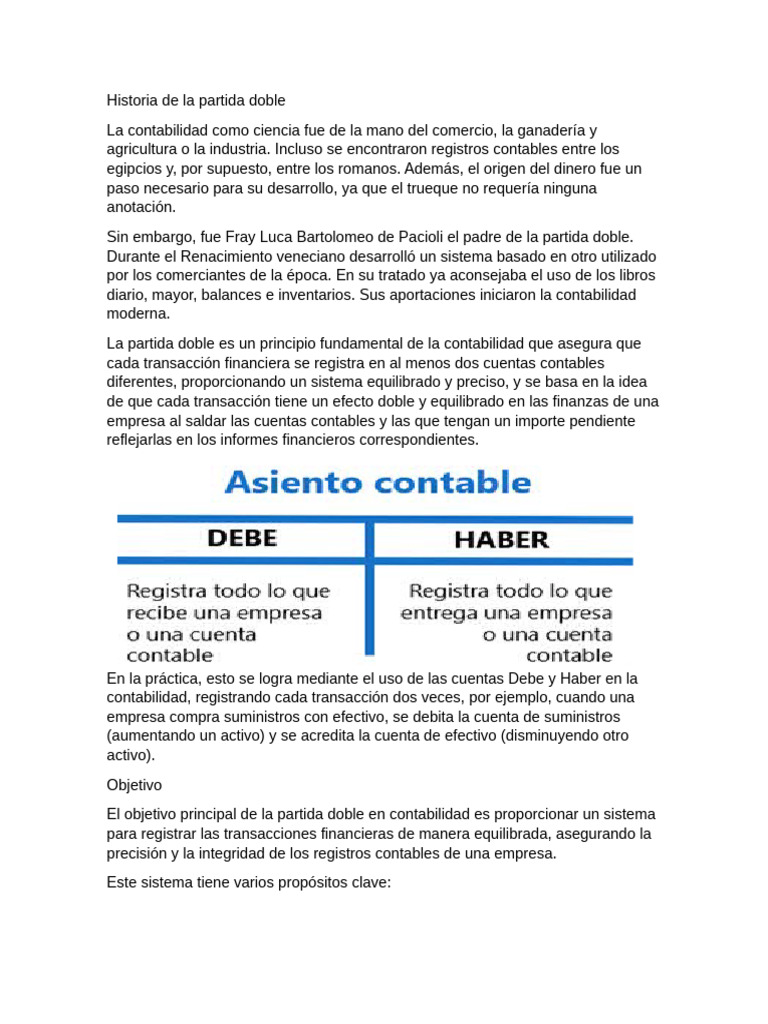 Historia y Principios de la Partida Doble | PDF | Contabilidad | Hoja ...