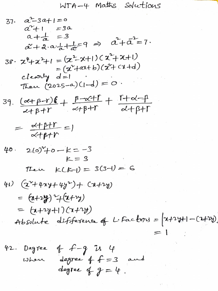 WTA-4 Maths Solutions Guide | PDF